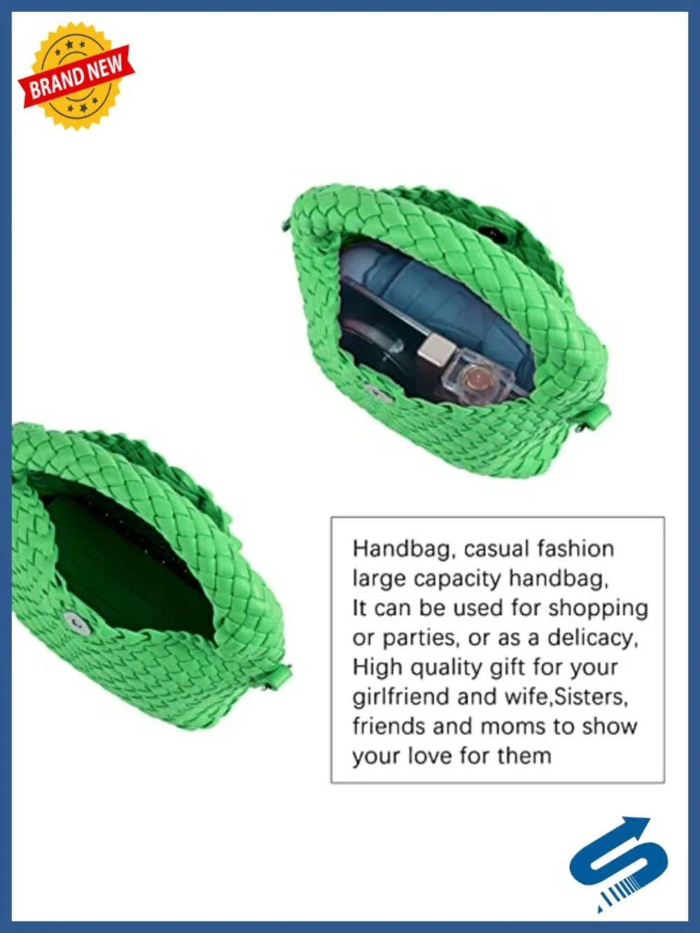 Vegan Leather Woven Crossbody Bag with Adjustable Strap